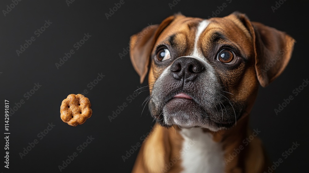 Vibrant studio portrait of a playful adult Boxer dog Vibrant studio portrait of a playful adult Boxer dog