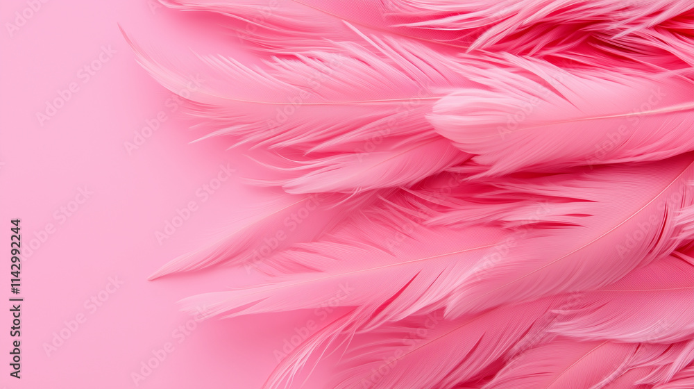 Obraz premium Flamingo feather texture, soft blush pink surface with subtle feather patterns