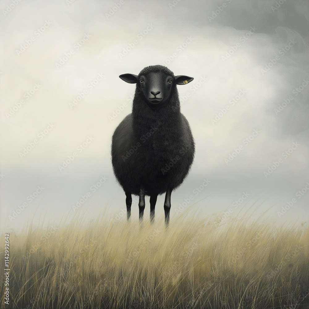 Obraz premium 黒い羊。未年。干支