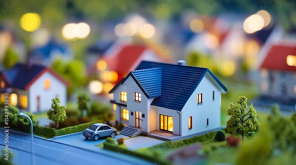 Night Lights in Miniature Suburbia: A Dreamy Model Home Night Lights in Miniature Suburbia: A Dreamy Model Home