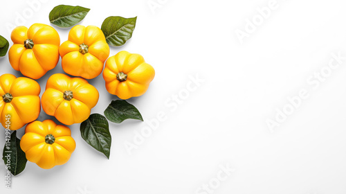 Yellow Pumpkins with Leaves on Transparent Background