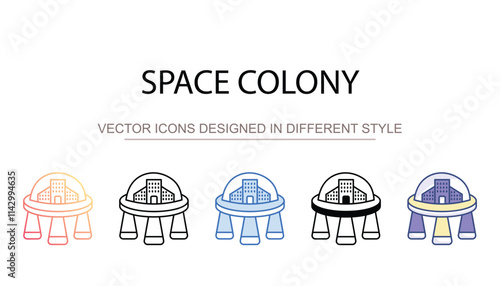 Space Colony icon design with white background stock illustration