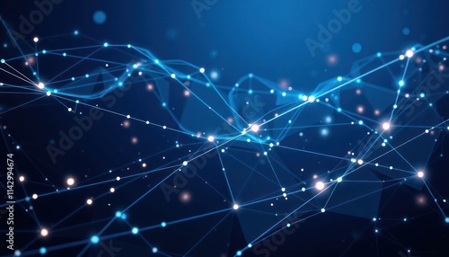 Wallpaper Mural Abstract dark blue illustration shows network connections. Glowing lines, particles form complex structure. Tech concept suggests AI connectivity. Modern digital design suitable for tech science Torontodigital.ca