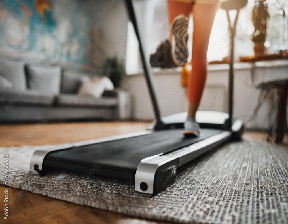 Obraz premium Ćwiczenia bieżnia w domu