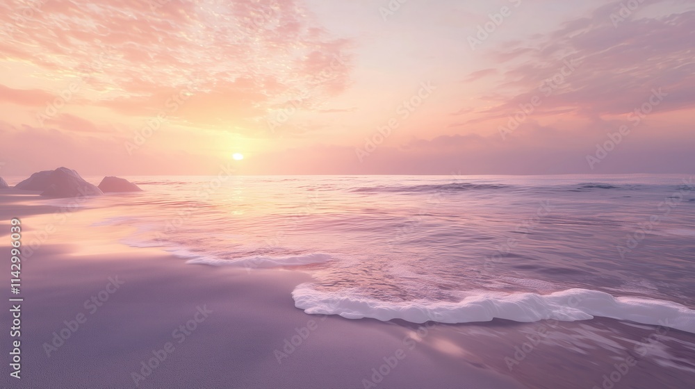 Sunset serenity gentle waves on a peaceful sandy beach coastal haven nature photography tranquil atmosphere Sunset serenity gentle waves on a peaceful sandy beach coastal haven nature photography tranquil atmosphere