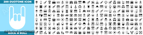 Rock N Roll Duotone Editable Icons set