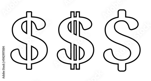 symbol dolara zestaw ikon, grafika wektorowa