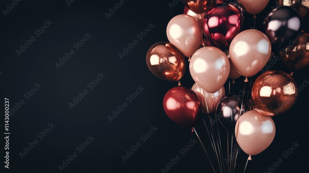 Colorful balloons in shades of rose gold and cream for a celebration or event decoration Colorful balloons in shades of rose gold and cream for a celebration or event decoration