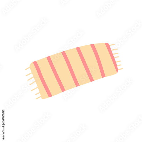 Beach towel or blanket with stripped. Flat vector  illustration