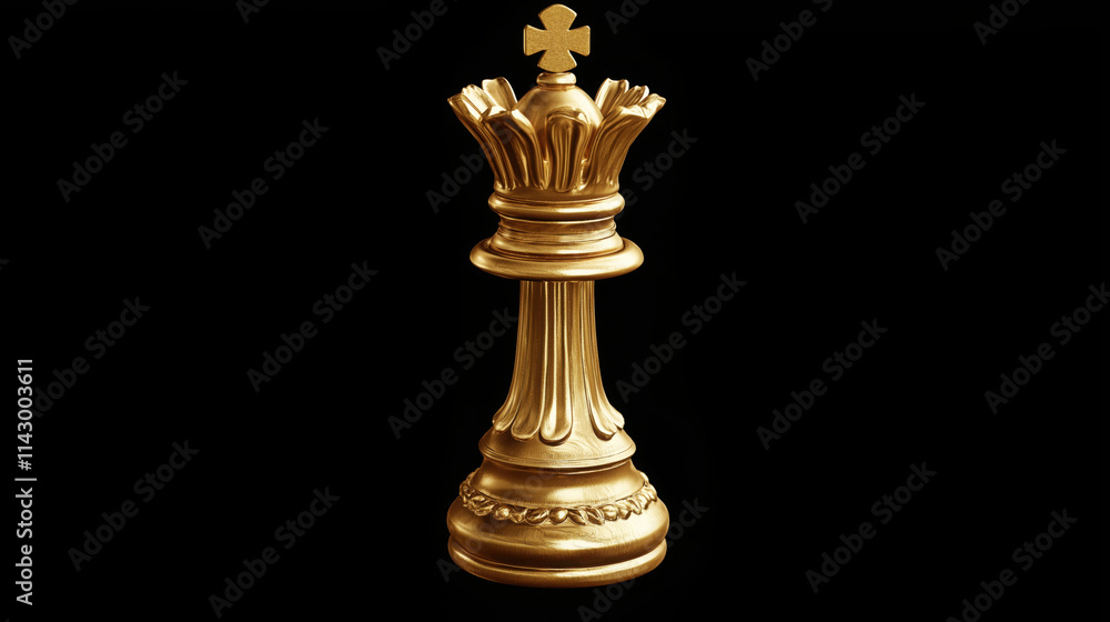Golden King Chess Piece on a Black Background, Representing Luxury, Strategy, and Supreme Leadership in Competitive Gameplay Golden King Chess Piece on a Black Background, Representing Luxury, Strategy, and Supreme Leadership in Competitive Gameplay