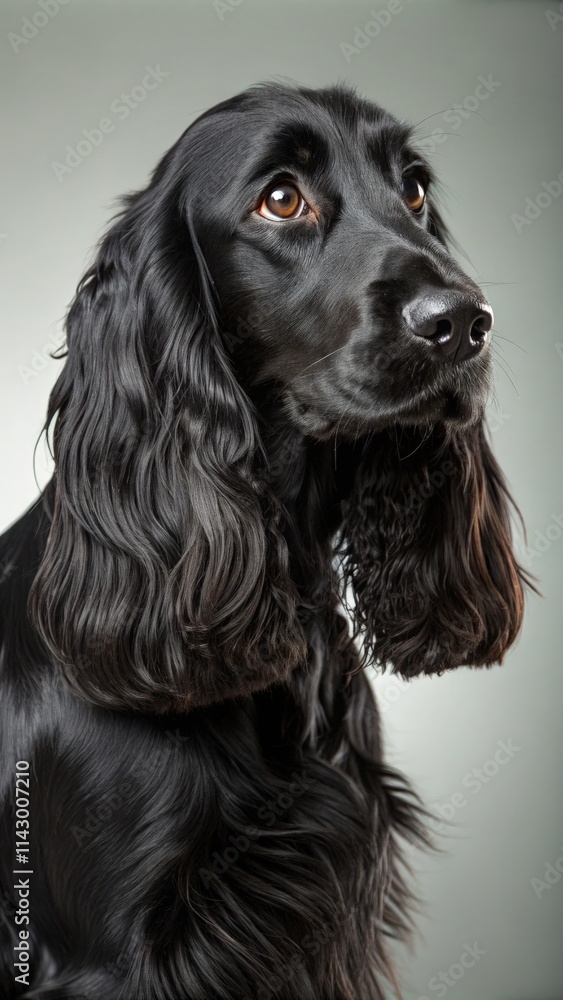 Black Cocker Spaniel With Standard Scale Background Showcasing Its Elegant Features. Generative AI Black Cocker Spaniel With Standard Scale Background Showcasing Its Elegant Features. Generative AI