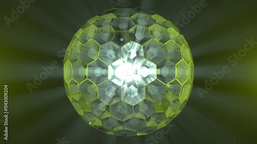 Seamless rotating fractured sphere with rapidly flashing multicolor lights - 3D Render