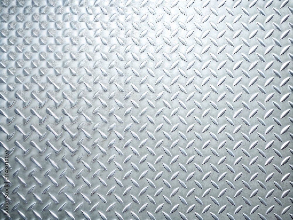 Abstract metal panel; minimalist white diamond plate texture creates a clean, modern architectural surface. Abstract metal panel; minimalist white diamond plate texture creates a clean, modern architectural surface.