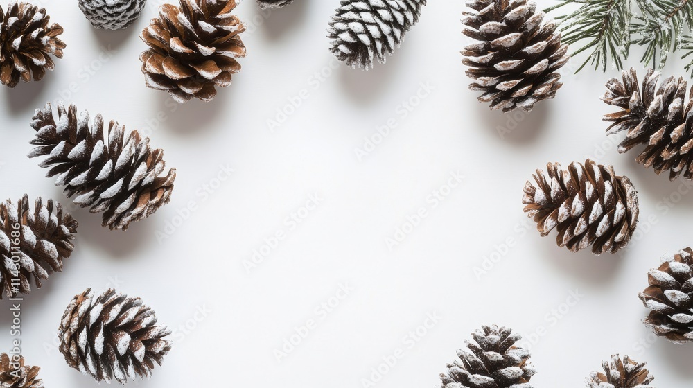 Isolated pine cone on white background, surrounded by other cones. Suitable for Christmas decorations and festive themes. Isolated pine cone on white background, surrounded by other cones. Suitable for Christmas decorations and festive themes.