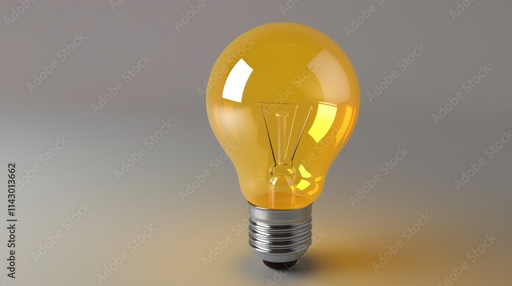 Lightbulb 3D. Clever Creative Idea with Glowing Yellow Lamp and White Ring Lightbulb 3D. Clever Creative Idea with Glowing Yellow Lamp and White Ring