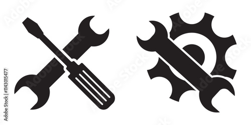 Manufacturing vector black flat, line icons. Service vector icon designs isolated on transparent background. Working tools collection. Repair and construction supplies set. Sketch vintage vector.