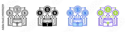 Diversified Portfolio Line Icon. linear style sign for mobile concept and web design. Outline vector icon.