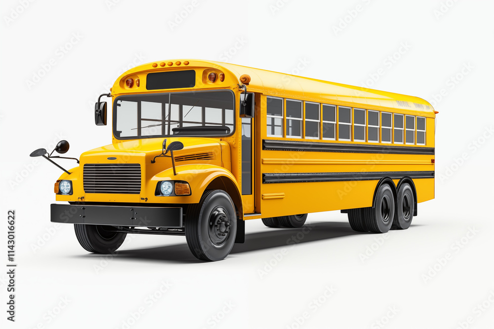 American Yellow School Bus on White Background for Education, Kids Transportation, and School Transport Concept. Bus topics. For school. American Yellow School Bus on White Background for Education, Kids Transportation, and School Transport Concept. Bus topics. For school.