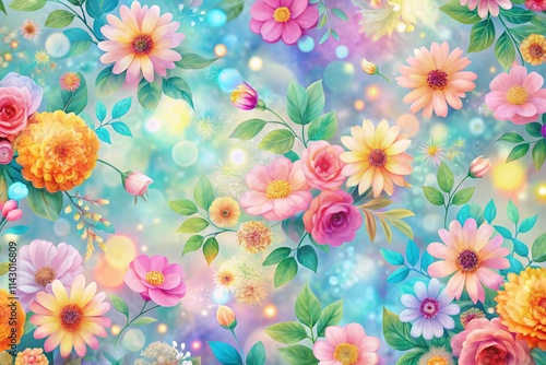 Wallpaper Mural Y2K Pastel Floral Bokeh Wallpaper - Groovy Nature HD Background Torontodigital.ca