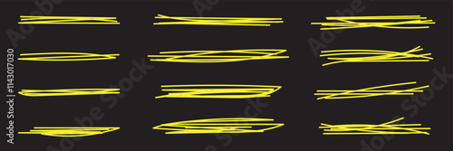 Hand drawn collection of different diary scribble lines and elements. Marker pen underline and strikethrough Editable strokes for Note book. Swift crossed and wavy highlight markers for scribbling pad