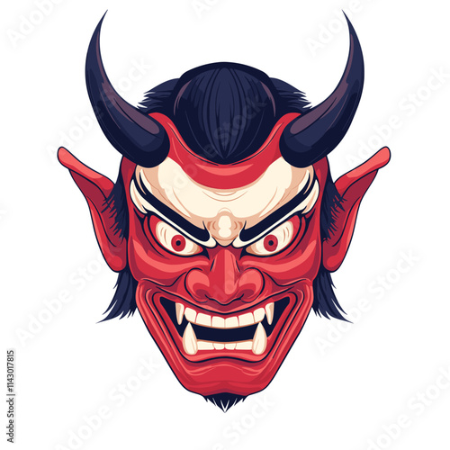 Oni japanese devil demon mask Vector illustration white background