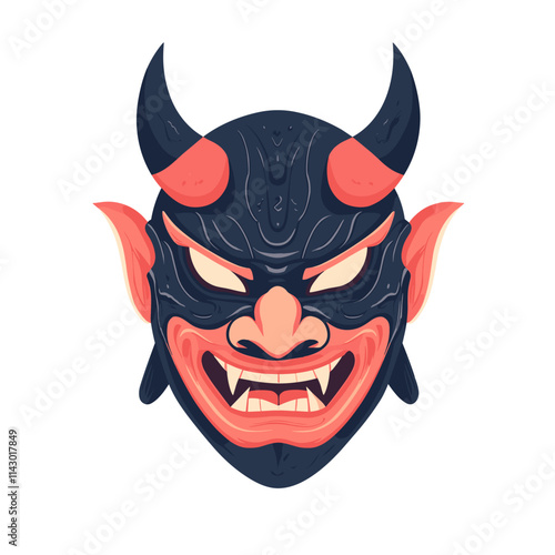 Oni japanese devil demon mask Vector illustration white background