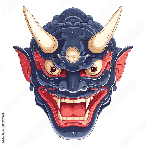 Oni japanese devil demon mask Vector illustration white background