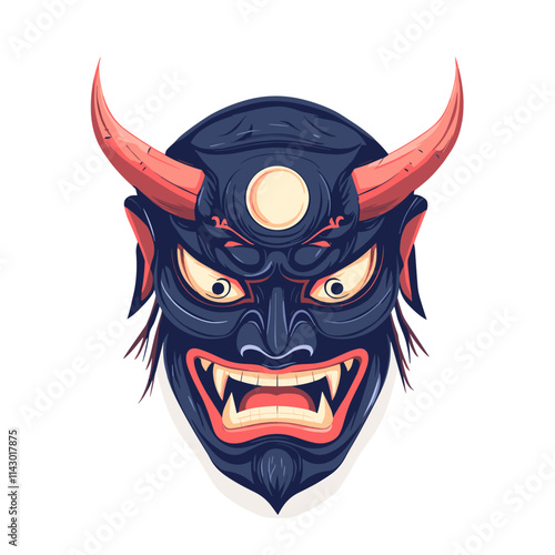 Oni japanese devil demon mask Vector illustration white background
