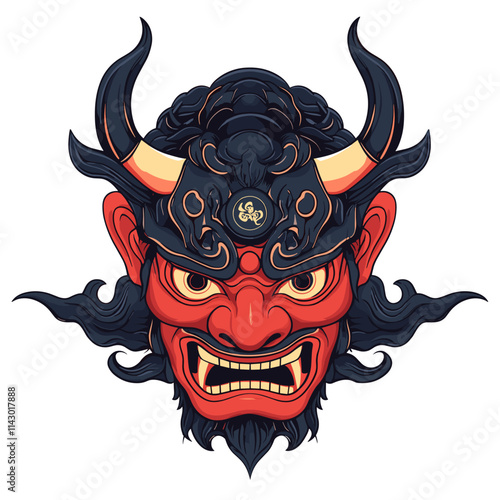 Oni japanese devil demon mask Vector illustration white background
