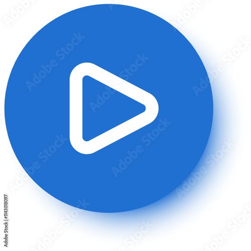 White play symbol is displayed on a blue round button, creating a simple yet effective visual representation of starting or continuing media playback