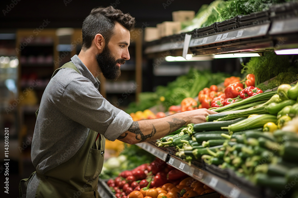 Generative AI picture clean grocery supermarket store department with friendly staff service Generative AI picture clean grocery supermarket store department with friendly staff service