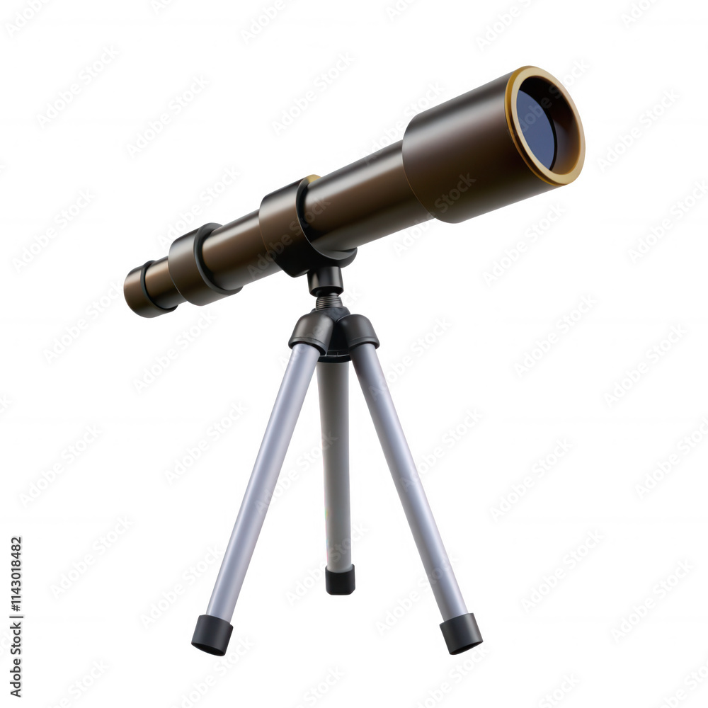 A detailed 3D model of a telescope on a tripod stand, perfect for observing celestial objects, showcasing modern design and functionality. A detailed 3D model of a telescope on a tripod stand, perfect for observing celestial objects, showcasing modern design and functionality.