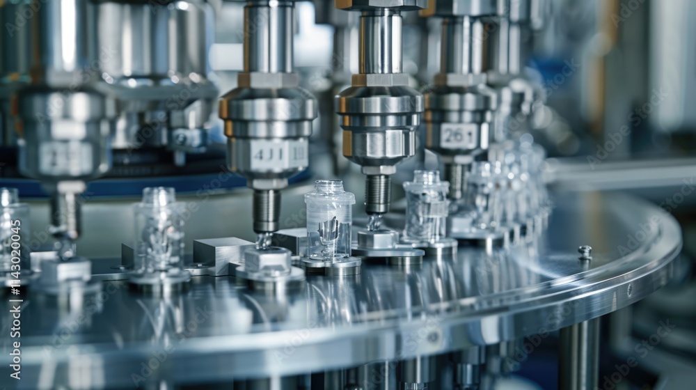 Liquid Filling System. Industrial Rotary Filling and Packaging Machine in Steel Factory Liquid Filling System. Industrial Rotary Filling and Packaging Machine in Steel Factory