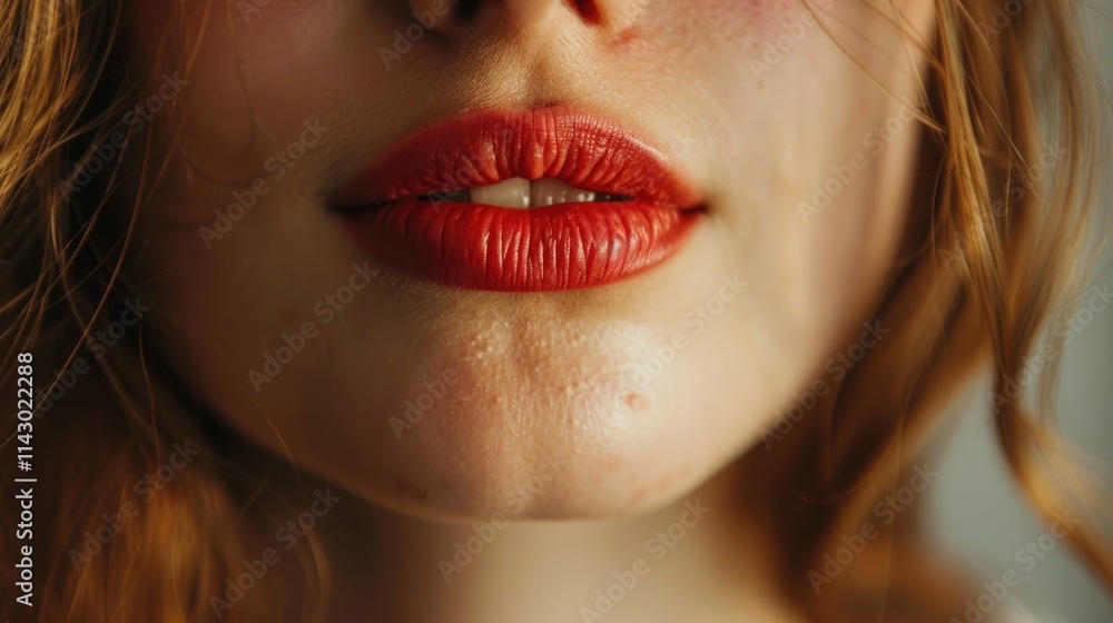 Mouth Talking. Close-up of Woman Lips Speaking to Camera in Macro View Mouth Talking. Close-up of Woman Lips Speaking to Camera in Macro View