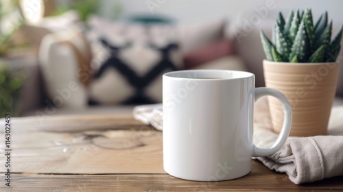 Wallpaper Mural Mug Template Mock-Up. Blank White Cup for Soft Photo Presentation Torontodigital.ca