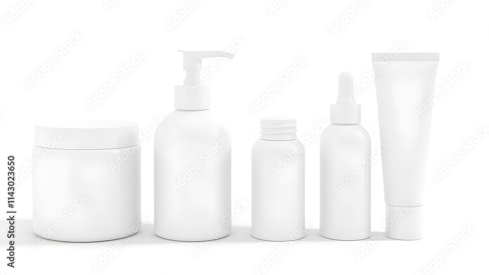 Mockup of personal care products set on white background. Generative AI Mockup of personal care products set on white background. Generative AI