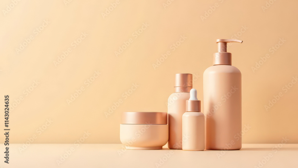 Natural cosmetic products on a light beige background Natural cosmetic products on a light beige background