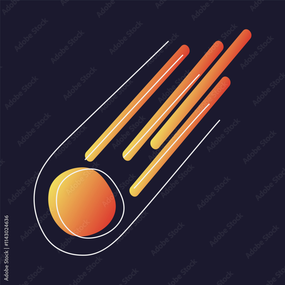 An orange and yellow star shines brightly against a deep black background, resembling a shooting star in space. An orange and yellow star shines brightly against a deep black background, resembling a shooting star in space.