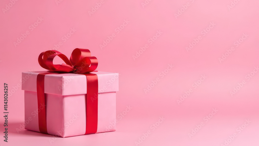 Present for Valentines Day on pink background with space for text Present for Valentines Day on pink background with space for text