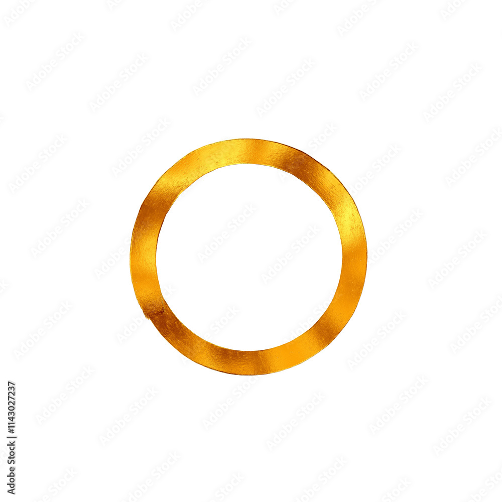 Metallic gold round flat frame. Circle drawn with metallized paint Metallic gold round flat frame. Circle drawn with metallized paint