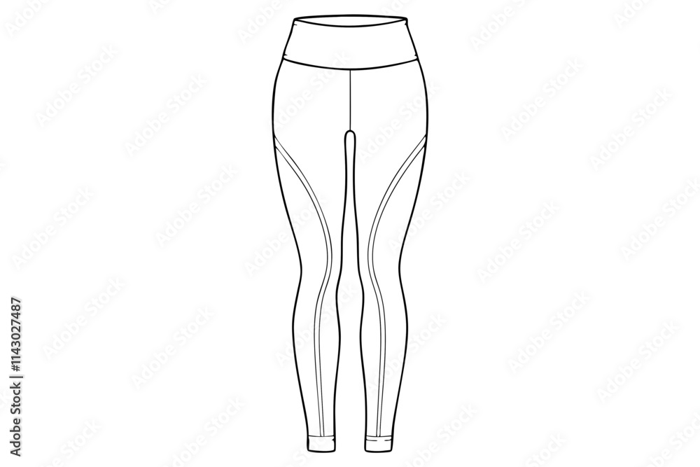 Vector Illustration of Sporty Leggings with Side View and Seam Details Vector Illustration of Sporty Leggings with Side View and Seam Details
