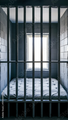 Gray walled room with vertical bars resembling a broken cage Vertical Mobile Wallpaper