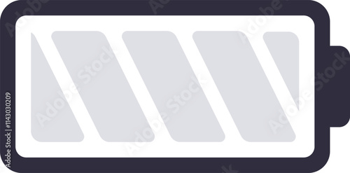 Simple half charged battery icon with four bars filled, representing a moderate power level, suitable for user interfaces and mobile applications