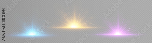 Abstract golden vertical glow. Bright explosion of light flickering rays on transparent background. Luxury style of light effect design. Vector