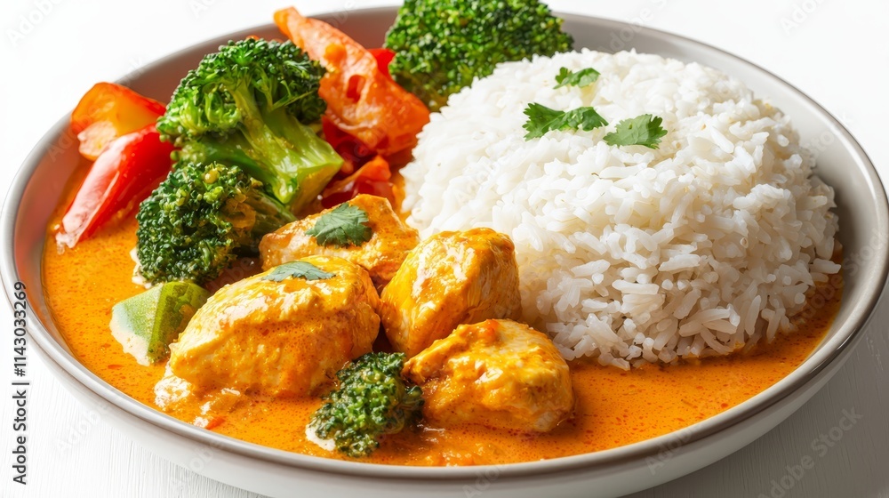 A plate of food with rice and vegetables on a table A plate of food with rice and vegetables on a table