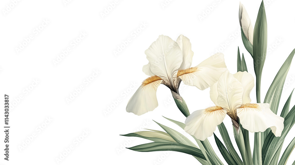 Fototapeta premium Vintage Iris flower isolated on a white background