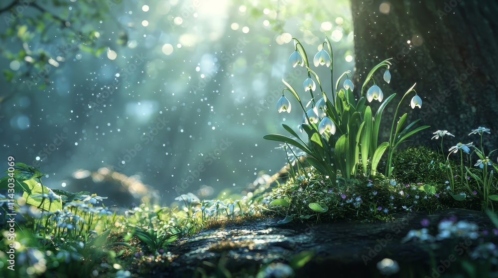 Obraz premium snowdrops in the forest