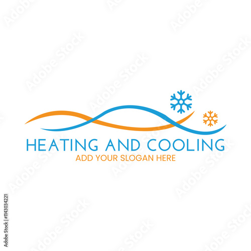 ac heating and cooling repairing logo design vector