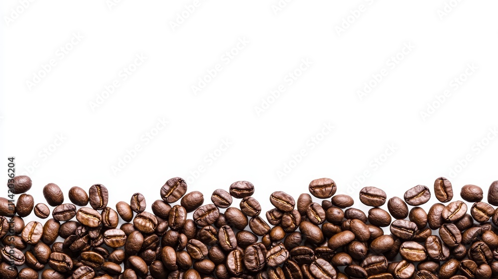 Naklejka premium A pile of coffee beans on a white background