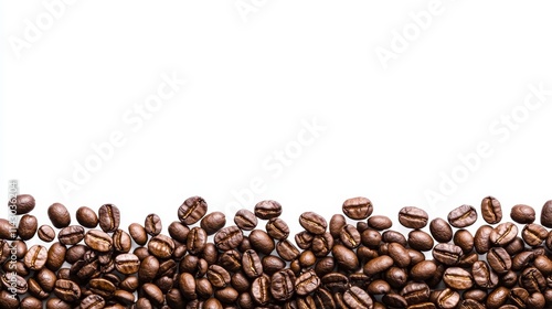 A pile of coffee beans on a white background